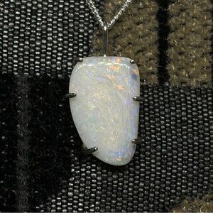 Freeform Lambina Hypno Painted Swirl Opal Stone Necklace